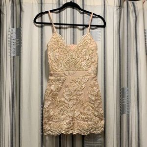 Sparkle gold and pink romper mini dress Nastygal